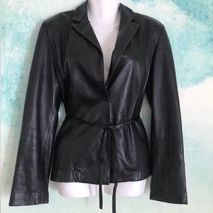 Banana Republic black leather blazer jacket lined